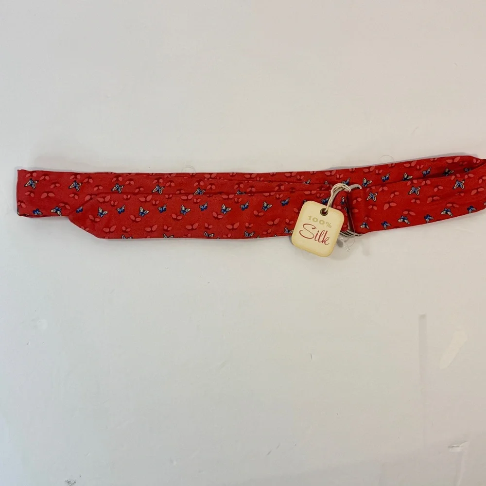 Vintage Old Navy Size L  43 inch 100% Silk Butterfly Belt, With Tag No Flaws Y2K